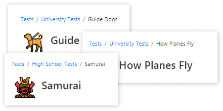 Suitable tests for various age groups